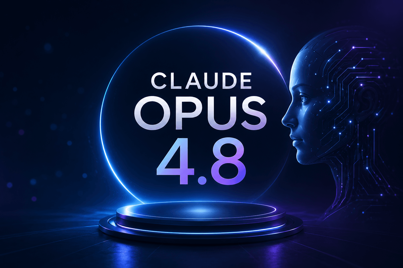 Ilustração futuristica da IA Opus 4.8